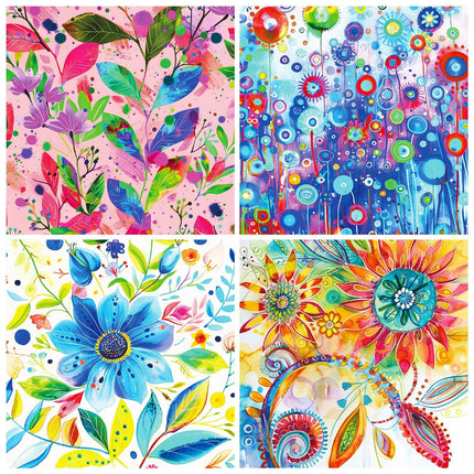 2103 12 sheets/pack of watercolour world floral clashing base material paper - Paper Whimsy Studio