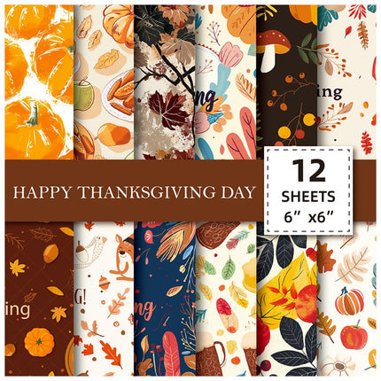 2105 12 sheets/pack Autumn Harvest Festival Material Paper - Paper Whimsy Studio