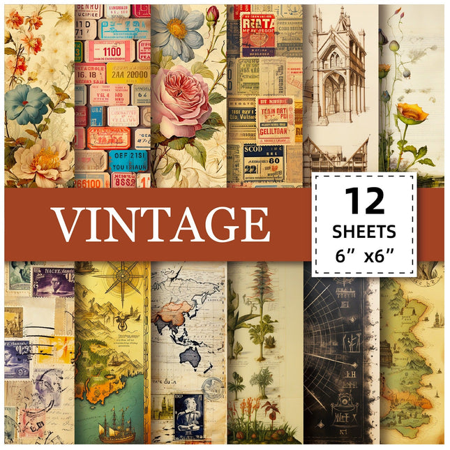 2109 12pcs/pack vintage style background paper material book personality autonomous - Paper Whimsy Studio