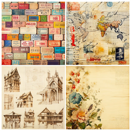 2109 12pcs/pack vintage style background paper material book personality autonomous - Paper Whimsy Studio