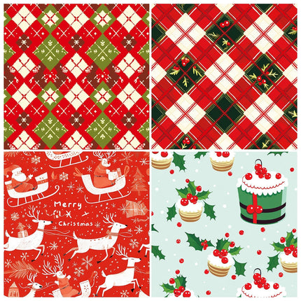 2112 12 Christmas Red and Green Checkered Christmas Eve Gift Wrap Handbook - Paper Whimsy Studio