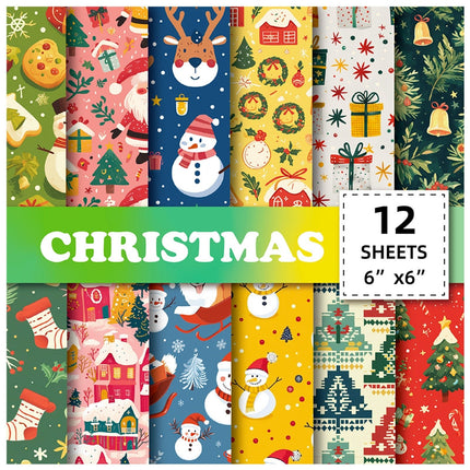 2114 12 Sheets of Christmas Eve Gift Wrapping Paper Christmas Day - Paper Whimsy Studio