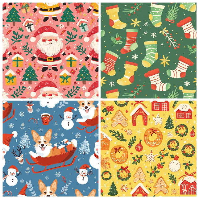 2114 12 Sheets of Christmas Eve Gift Wrapping Paper Christmas Day - Paper Whimsy Studio