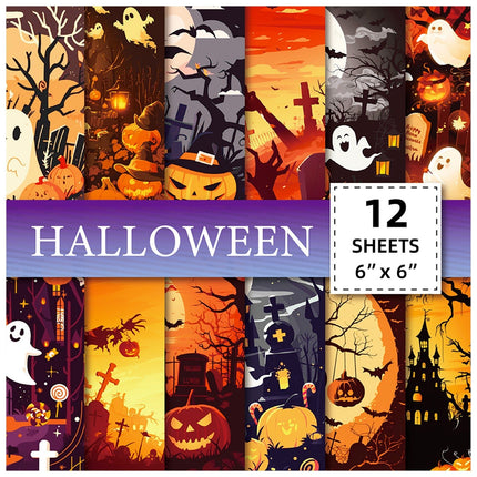 2115 12 Halloween Material Paper Handbook Collage Pumpkin Spooky - Paper Whimsy Studio