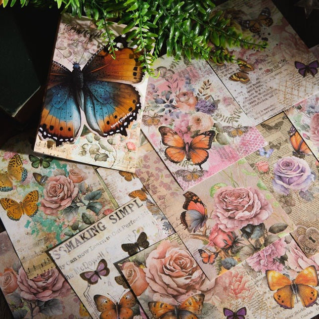 2144 Vintage Material Paper Butterfly Bloom Series - Paper Whimsy Studio