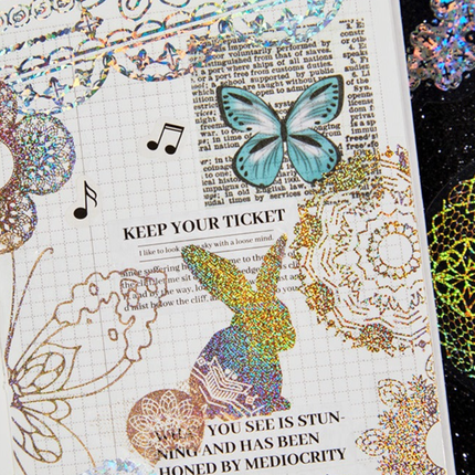 1041 Laser Sticker Pack Silver Seaflower Series