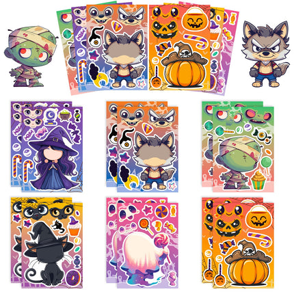 1208 6 pcs Halloween Collage Cartoon Doodle Stickers