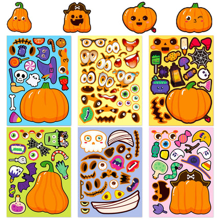 1207 6 pcs Halloween Pumpkin Puzzle Stickers