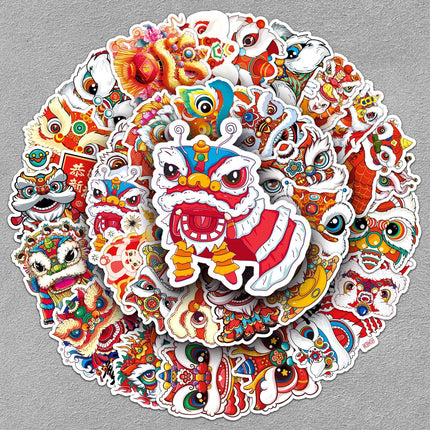 1044 （50 Lion Dance Chinese Style Stickers）