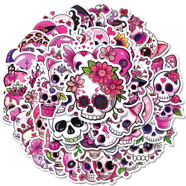 1212 50 Pink Skeletons Girls Heart Romantic Halloween