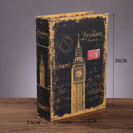 6155 Vintage Big Book Clock Book Box Storage Case