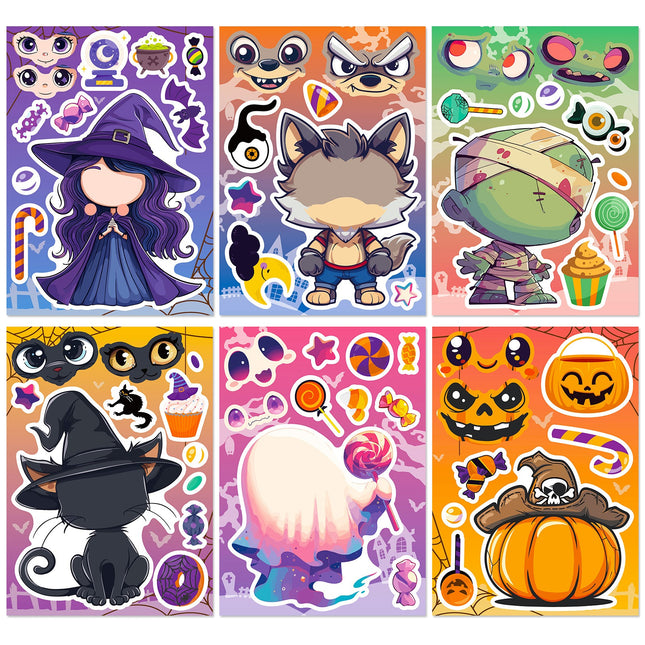 1208 6 pcs Halloween Collage Cartoon Doodle Stickers