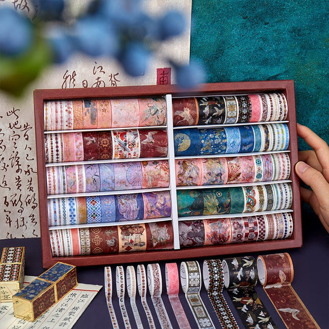 3022 (100 Rolls of Kokusai Ancient Style Handbook Japanese Tape Gift Set)