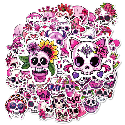 1212 50 Pink Skeletons Girls Heart Romantic Halloween