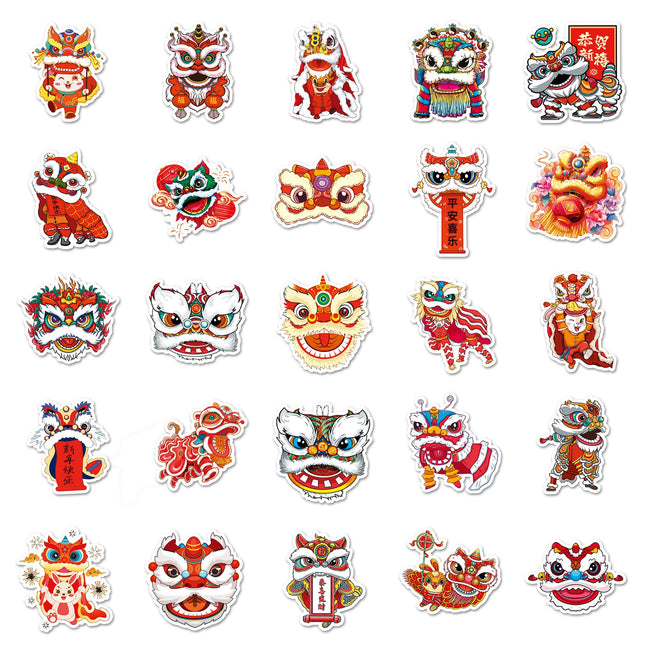 1044 （50 Lion Dance Chinese Style Stickers）