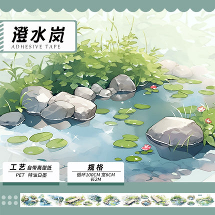 3054 Tape landscape ancient style characters waterproof stickers PET 2M