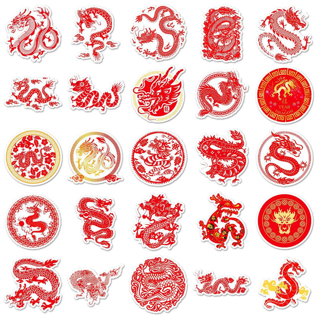 1045 （50 Chinese Dragon Red Stickers）