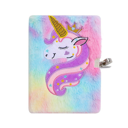 4021 Plush Plush Locked Diary Unicorn Cartoon Notebook - Paper Whimsy Studio
