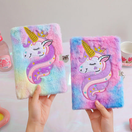 4021 Plush Plush Locked Diary Unicorn Cartoon Notebook - Paper Whimsy Studio