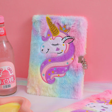 4021 Plush Plush Locked Diary Unicorn Cartoon Notebook - Paper Whimsy Studio