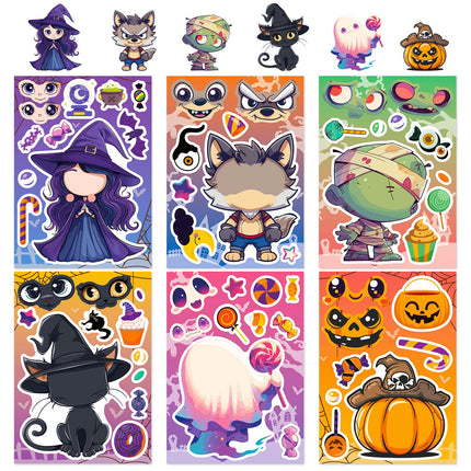 1208 6 pcs Halloween Collage Cartoon Doodle Stickers