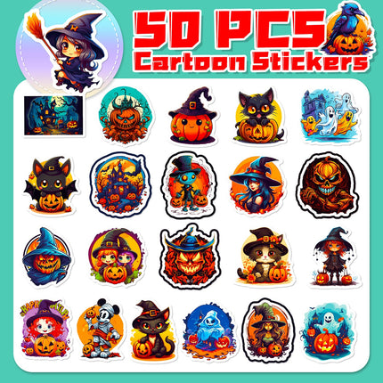 1213 Halloween Pumpkin Witch Stickers