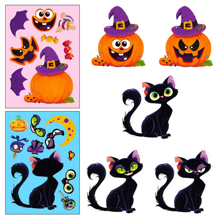 1203 6 pcs Halloween Puzzle Stickers Spooky Pumpkin