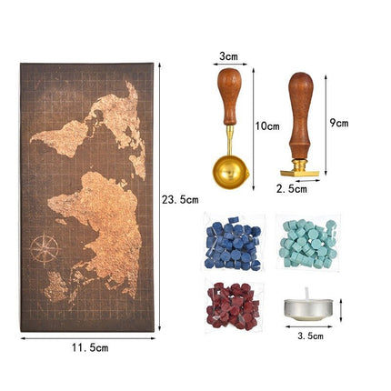 5009 Map Vintage Fire Paint Stamps Bottle Flame Wax Grain Set - Paper Whimsy Studio