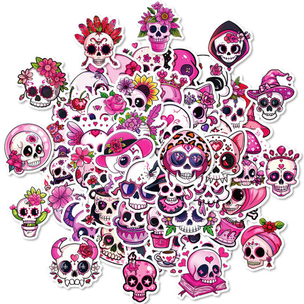 1212 50 Pink Skeletons Girls Heart Romantic Halloween