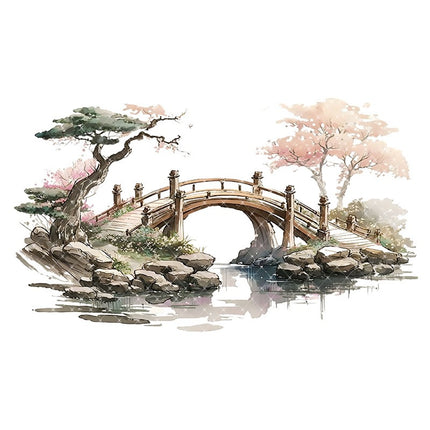 3054 Tape landscape ancient style characters waterproof stickers PET 2M