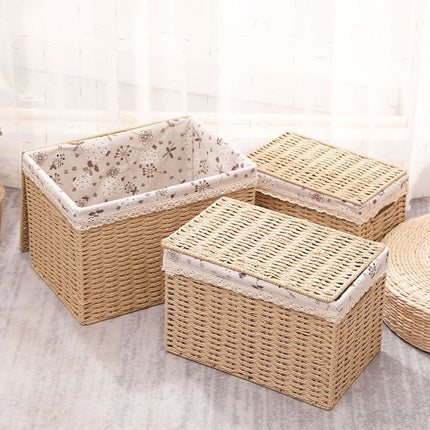 6012 Woven Storage Basket with Lid - Paper Whimsy Studio