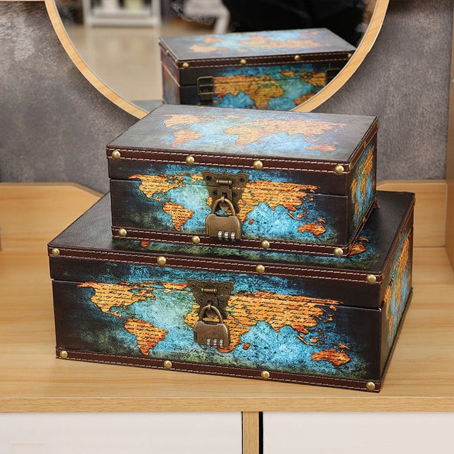 6046 Blue Map Box - Paper Whimsy Studio