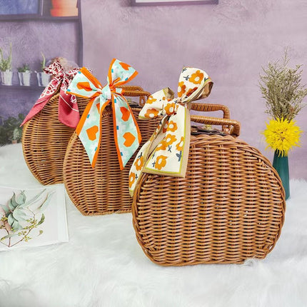 6054 Original Handwoven Half-Round Tote Basket - Paper Whimsy Studio