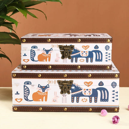 6105 Fox and Horse Cartoon Storage Box - Paper Whimsy Studio