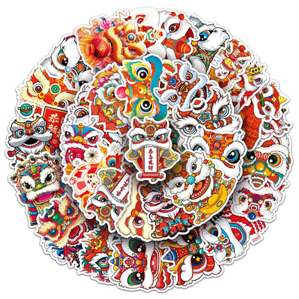 1044 （50 Lion Dance Chinese Style Stickers）