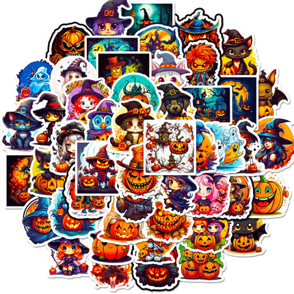 1213 Halloween Pumpkin Witch Stickers