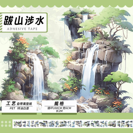 3054 Tape landscape ancient style characters waterproof stickers PET 2M