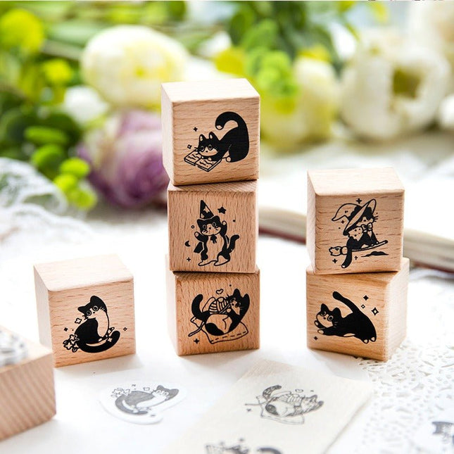 7001 Vintage Cat Wooden Stamp - Paper Whimsy Studio