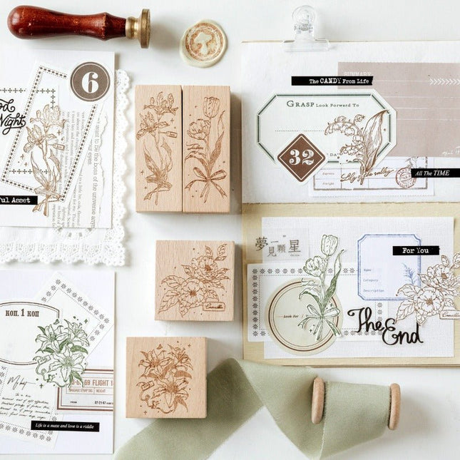 7003 Botanical Flower Stamp - Paper Whimsy Studio