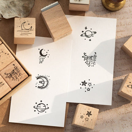 7006 Wooden Stamp Set Moon and Sixpence Collection - Paper Whimsy Studio