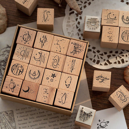 7006 Wooden Stamp Set Moon and Sixpence Collection - Paper Whimsy Studio