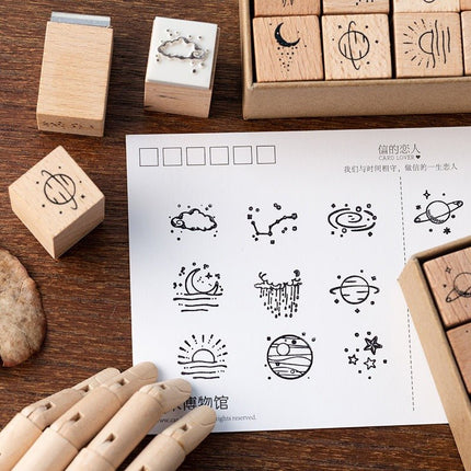 7006 Wooden Stamp Set Moon and Sixpence Collection - Paper Whimsy Studio