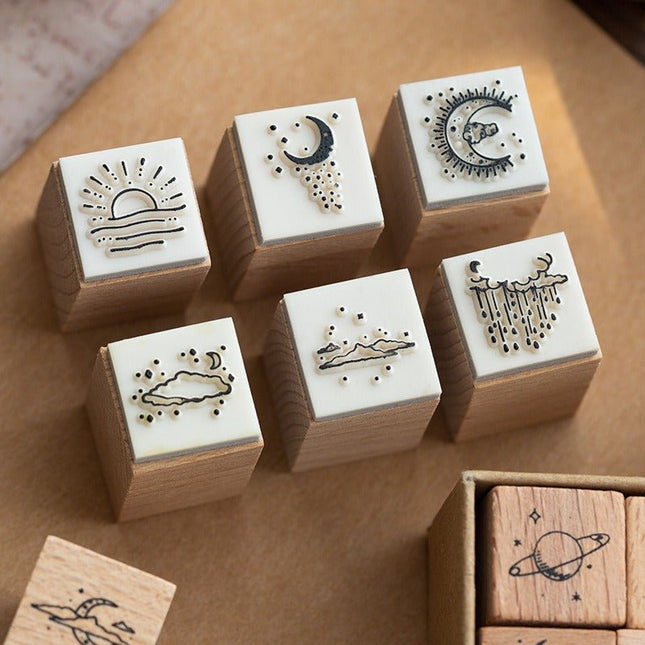 7006 Wooden Stamp Set Moon and Sixpence Collection - Paper Whimsy Studio