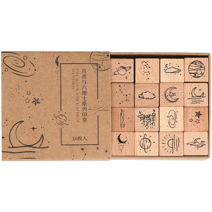 7006 Wooden Stamp Set Moon and Sixpence Collection - Paper Whimsy Studio