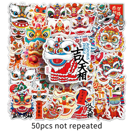 1044 （50 Lion Dance Chinese Style Stickers）