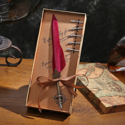 9015 Feather Pen Vintage Goose Quill Calligraphy Fountain Pen Set - Paper Whimsy Studio