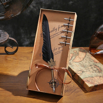 9015 Feather Pen Vintage Goose Quill Calligraphy Fountain Pen Set - Paper Whimsy Studio