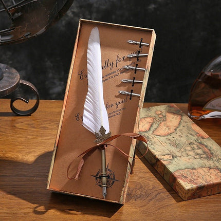 9015 Feather Pen Vintage Goose Quill Calligraphy Fountain Pen Set - Paper Whimsy Studio