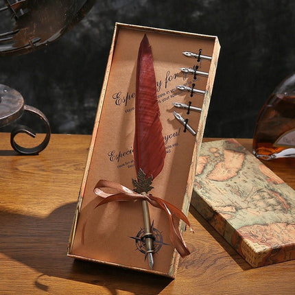 9015 Feather Pen Vintage Goose Quill Calligraphy Fountain Pen Set - Paper Whimsy Studio