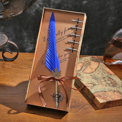 9015 Feather Pen Vintage Goose Quill Calligraphy Fountain Pen Set - Paper Whimsy Studio